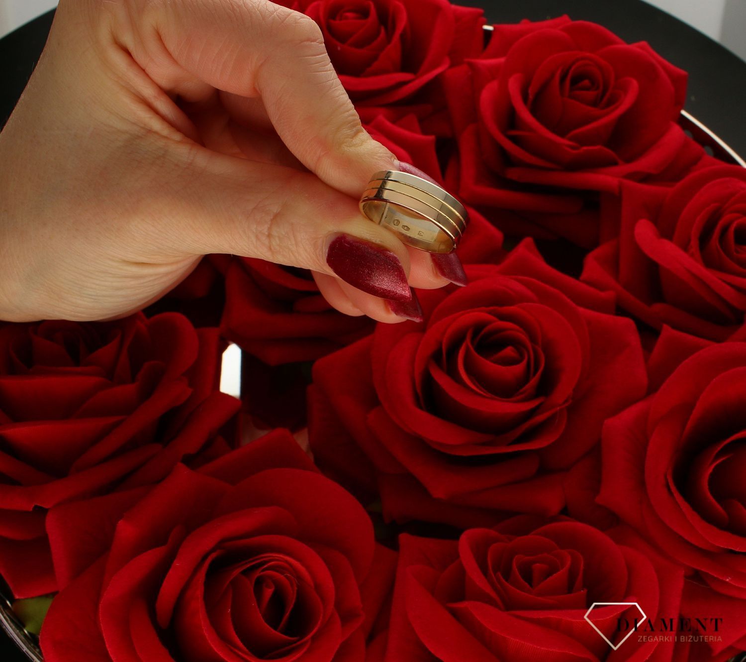 Obrączka złota Płaska Trzy barwy Złota 585 DIAMENT rozmiar 15 F-6 6mm  Powiedz tak obrączkom marki DIAMENT !☆ Obrączki ślubne w ponad 300 wzorach ☆ Darmowa dostawa ☆ Gwarancja ☆ 1.jpg